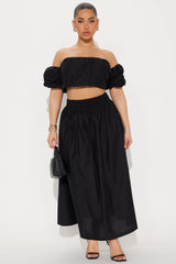 Wandering Daydreams Midi Skirt Set - Black
