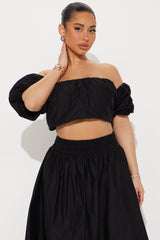 Wandering Daydreams Midi Skirt Set - Black