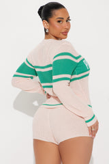 In The League Sweater Short Set - Pink/combo