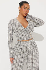 So Prestige Knit Tweed Pant Set - White/Black
