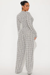 So Prestige Knit Tweed Pant Set - White/Black