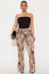 Take It Easy Leopard Flare Pant - Brown/combo