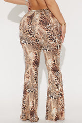 Take It Easy Leopard Flare Pant - Brown/combo
