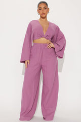 Isabella Gauze Pant Set - Plum