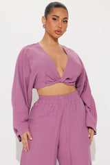 Isabella Gauze Pant Set - Plum