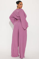 Isabella Gauze Pant Set - Plum
