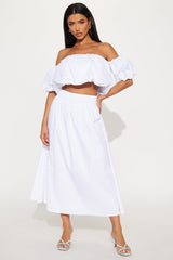 Wandering Daydreams Midi Skirt Set - White