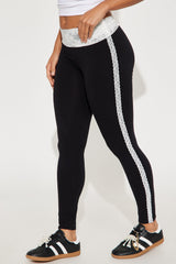 Broken Dreams Lace Striped Legging - Black