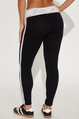 Broken Dreams Lace Striped Legging - Black
