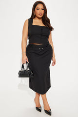 Myla Vest And Pencil Skirt Set - Black