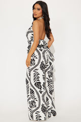 Toluca Halter Pant Set - White/Black
