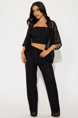 Kara Crochet Pant Set - Black