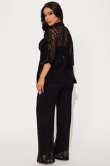 Kara Crochet Pant Set - Black