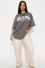 God Is Good All The Time Oversized Tee - Charcoal