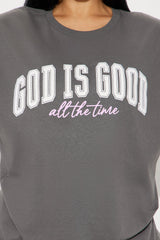 God Is Good All The Time Oversized Tee - Charcoal