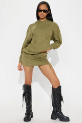 Meeks Fleece Skirt Set - Olive