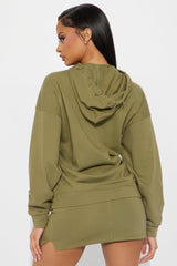 Meeks Fleece Skirt Set - Olive