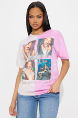 Aaliyah Split Washed Tee - Pink/combo