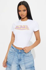 Von Dutch Graffiti Baby Tee - White/Gold
