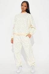 Gingham Girlie Sweatsuit Set - Yellow