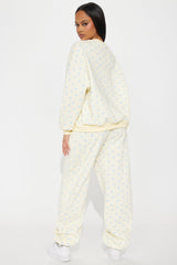 Gingham Girlie Sweatsuit Set - Yellow