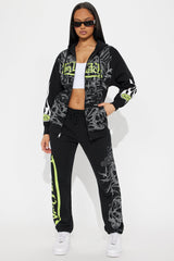 Von Dutch Car Show Zip Front Hoodie - Black/Green