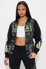 Von Dutch Car Show Zip Front Hoodie - Black/Green