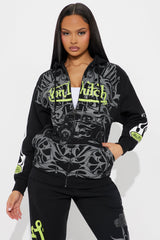 Von Dutch Car Show Zip Front Hoodie - Black/Green