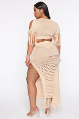 Get Away With It Crochet Skirt Set - Cream