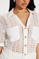 Meet At Dawn Crochet Short Set - White