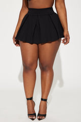 When Good Meets Bad Pleated Micro Mini Skort - Black