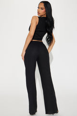 Perfect Vacay Linen Pant Set - Black