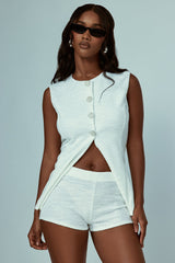 Ella Vest And Micro Short Set - White