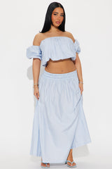 Wandering Daydreams Midi Skirt Set - Light Blue