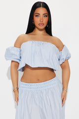 Wandering Daydreams Midi Skirt Set - Light Blue