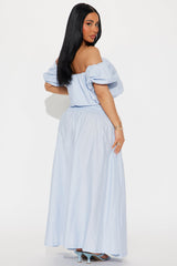 Wandering Daydreams Midi Skirt Set - Light Blue