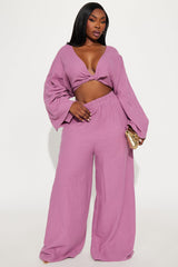 Isabella Gauze Pant Set - Plum
