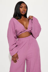 Isabella Gauze Pant Set - Plum