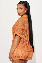 Meet At Dawn Crochet Short Set - Rust