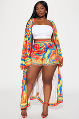 Forever With You Kimono Short Set - Yellow/combo