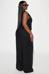 Perfect Vacay Linen Pant Set - Black