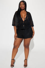 Meet At Dawn Crochet Short Set - Black