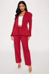 I Rest My Case Fitted Waist Blazer Set - Red