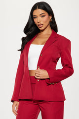 I Rest My Case Fitted Waist Blazer Set - Red