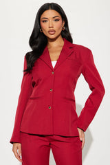 I Rest My Case Fitted Waist Blazer Set - Red