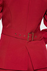 I Rest My Case Fitted Waist Blazer Set - Red