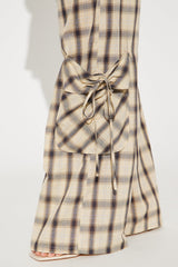 Marissa Plaid Pant Set - Taupe/combo