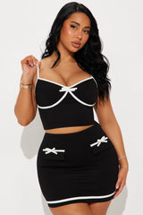 Minimalist Muse Mini Skirt Set - Black