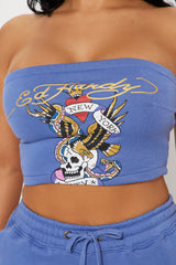 Ed Hardy NYC Tube Top Pant Set - Blue