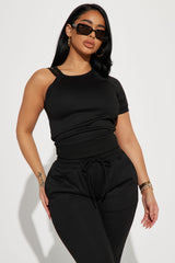 One Sided Story Pant Set - Black